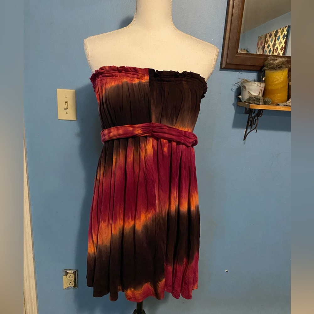 Tie Dye, Strapless, Mini Dress